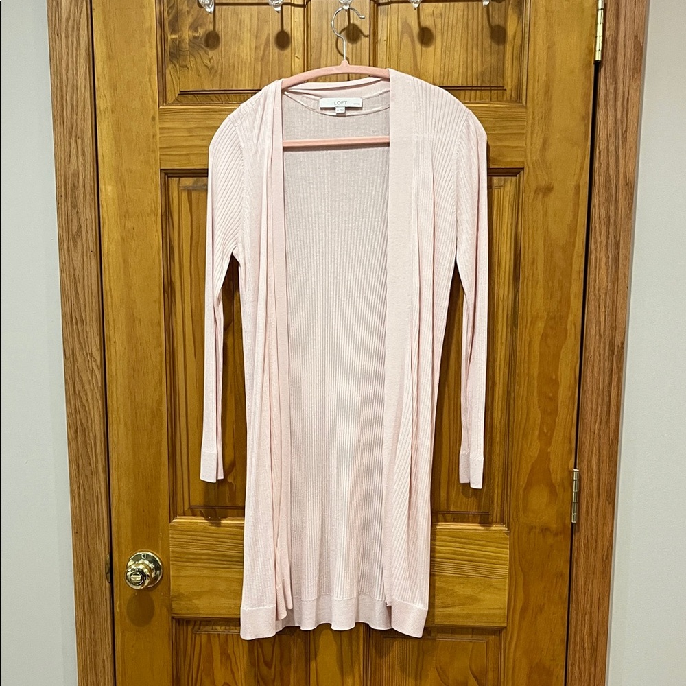 LOFT Women's Pink Open Front Cardigan Sweater